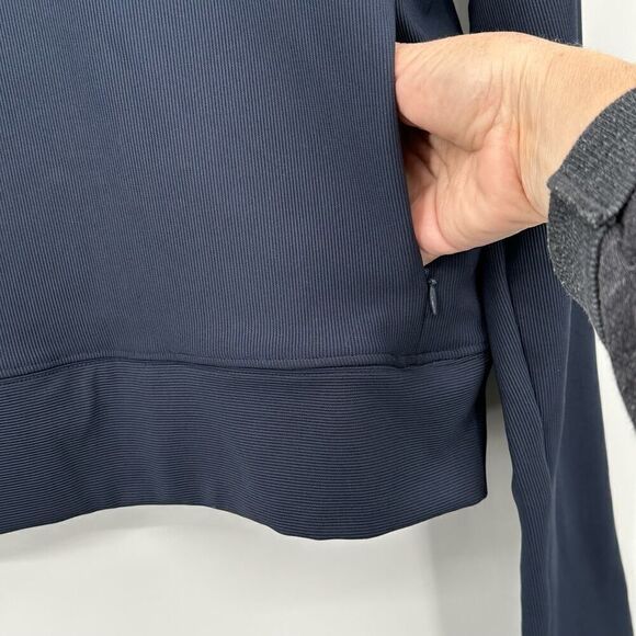 Move Theory Ribbed Crop Pullover 1/4 Zip Activewear Top Navy Blue Womens Large - Picture 8 of 9